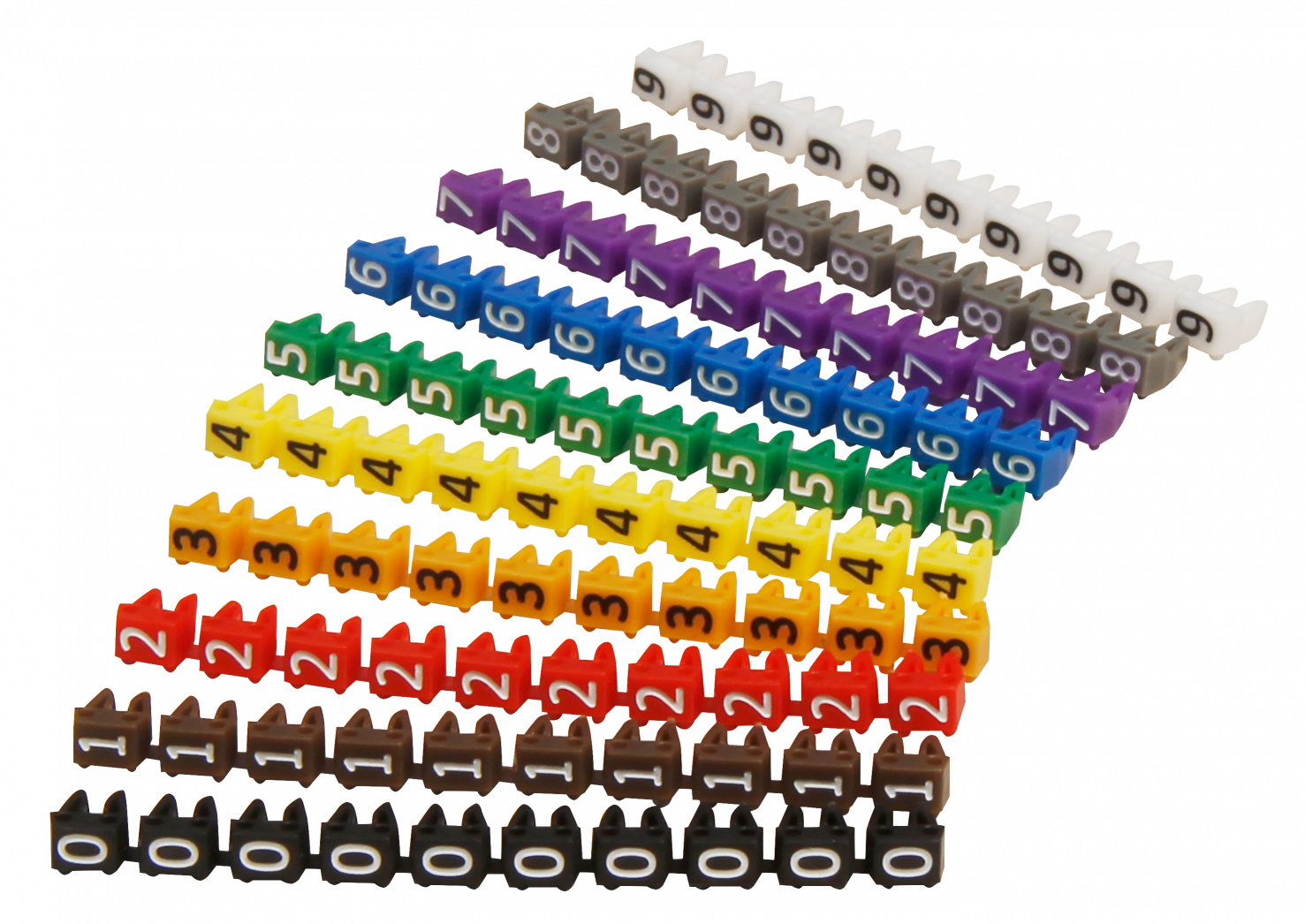 Kabelmarker-Clips LEDeco, bedruckt mit Ziffern 0-9, Kabeldurchmesser bis 3mm