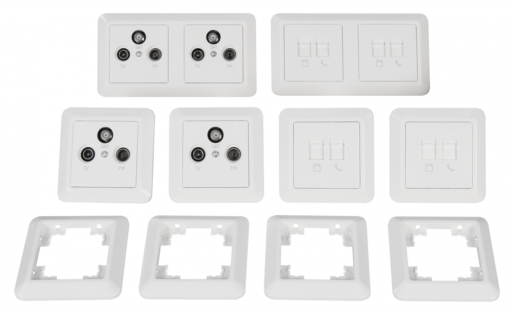 Schalter und Steckdosen Set LEDeco Cup Multimedia, 18-teilig, weiß