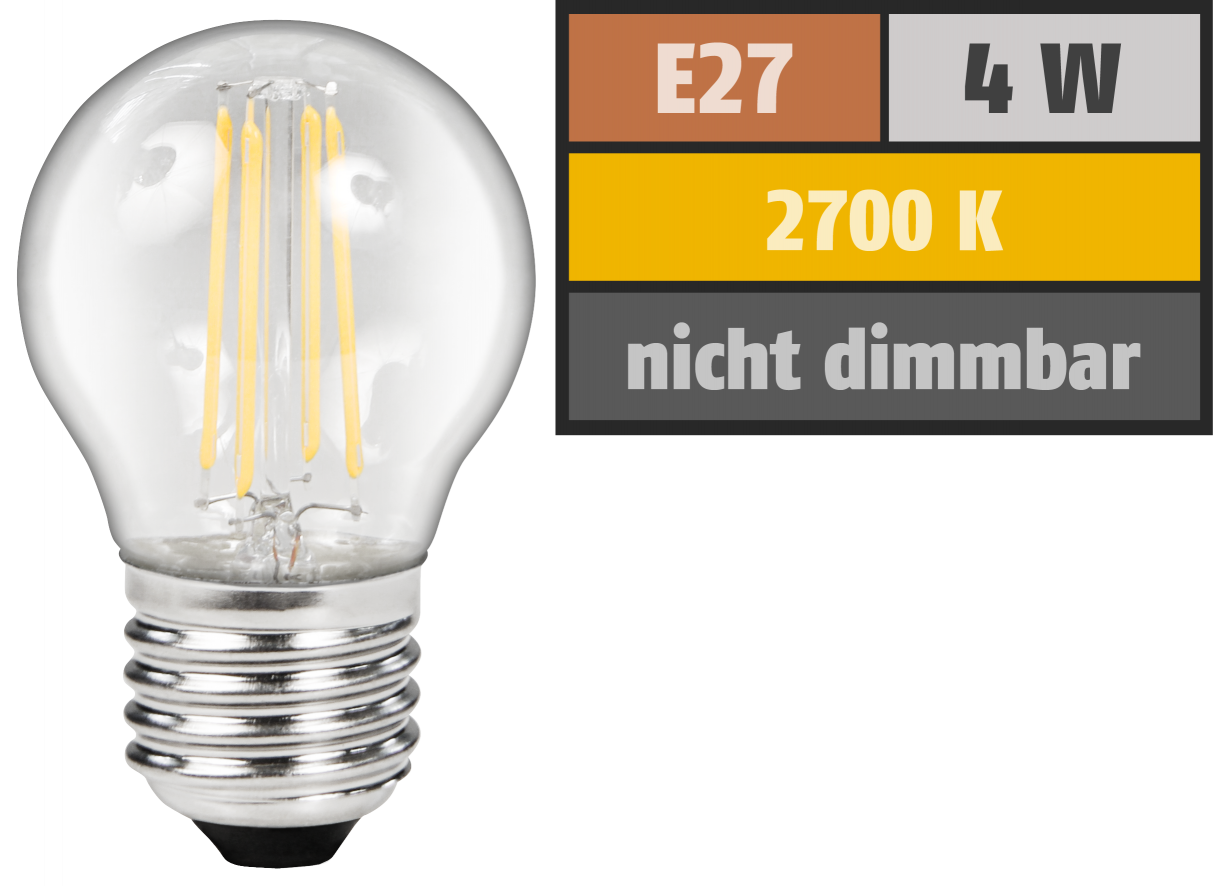 LED Filament Tropfenlampe LEDeco Filed, E27, 4W, 490lm, warmweiß, klar