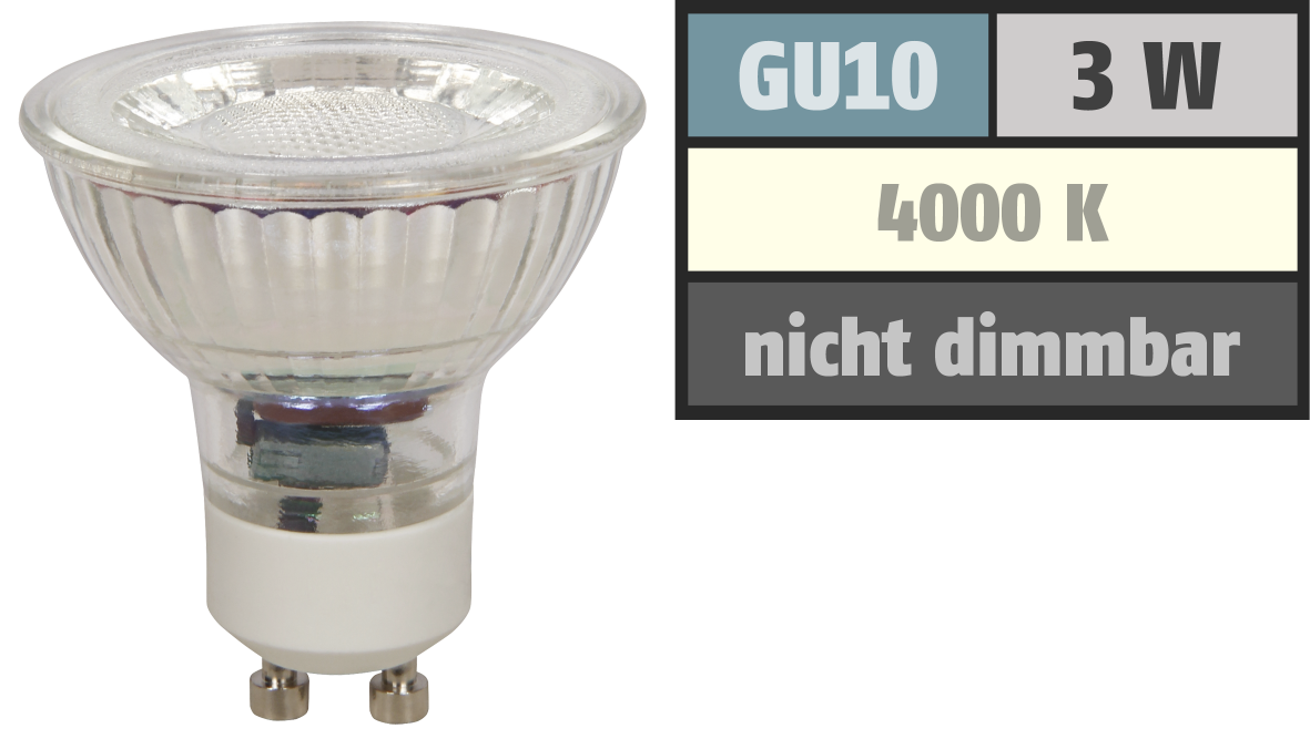 LED-Strahler LEDeco MCOB GU10, 3W, 250 lm, neutralweiß